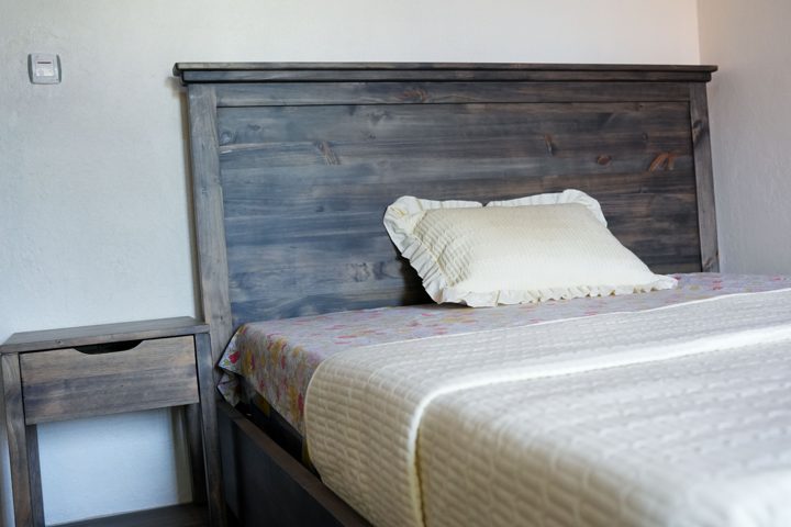 Grey Panel-Headboard Bed